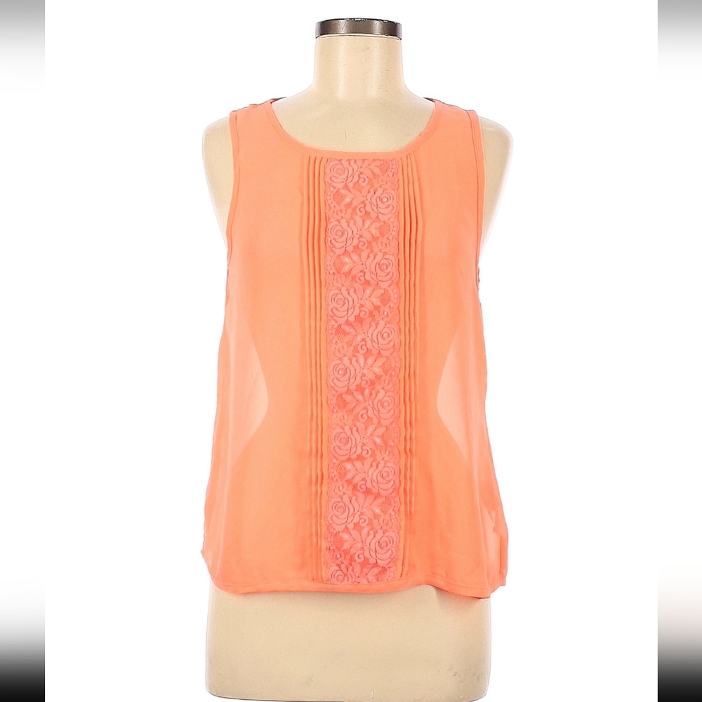 Beautiful rose embroidery detail polyester sleeveless blouse